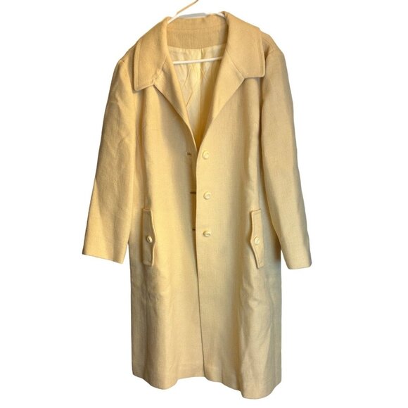 Womens Size Large Yellow Winter Classic  Outerwear Wool Blend Casual Long Coat - Picture 3 of 14